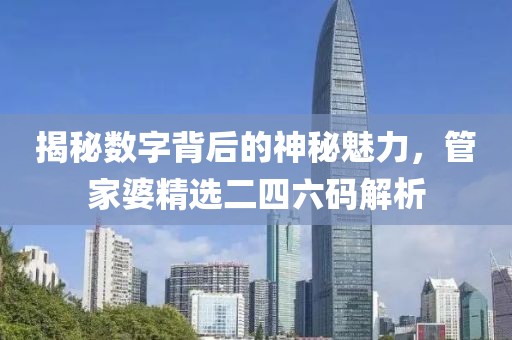 揭秘数字背后的神秘魅力，管家婆精选二四六码解析