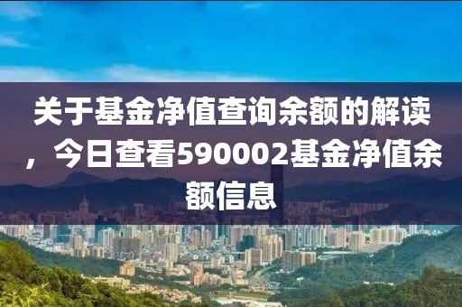 关于基金净值查询余额的解读，今日查看590002基金净值余额信息