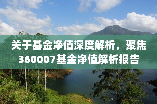 关于基金净值深度解析，聚焦360007基金净值解析报告