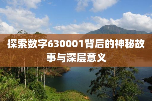 探索数字630001背后的神秘故事与深层意义