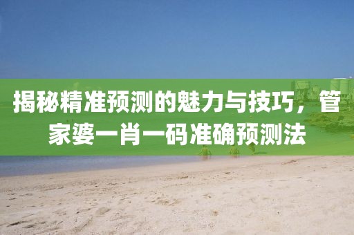 揭秘精准预测的魅力与技巧，管家婆一肖一码准确预测法