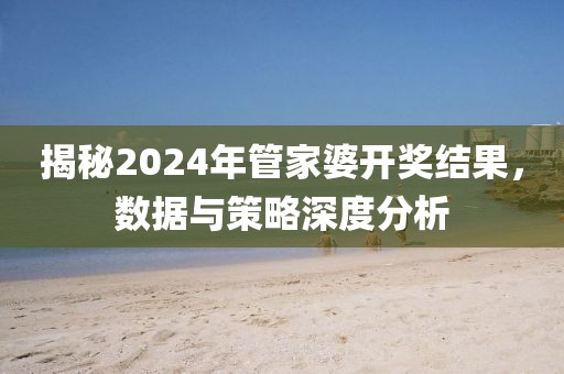揭秘2024年管家婆开奖结果，数据与策略深度分析