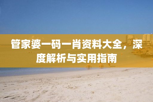 管家婆一码一肖资料大全，深度解析与实用指南