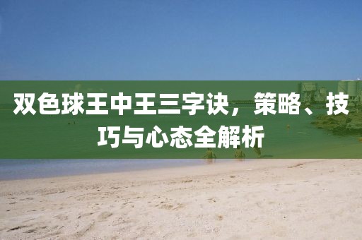 双色球王中王三字诀，策略、技巧与心态全解析