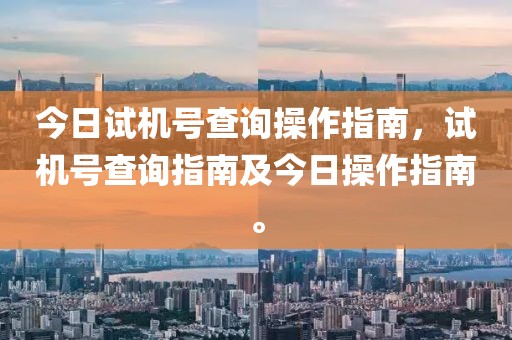 今日试机号查询操作指南，试机号查询指南及今日操作指南。