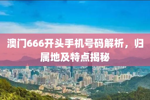 澳门666开头手机号码解析，归属地及特点揭秘
