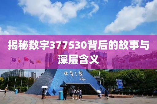 揭秘数字377530背后的故事与深层含义