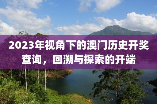 2023年视角下的澳门历史开奖查询，回溯与探索的开端