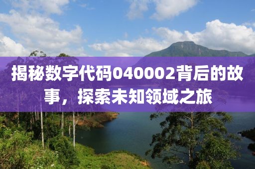揭秘数字代码040002背后的故事，探索未知领域之旅