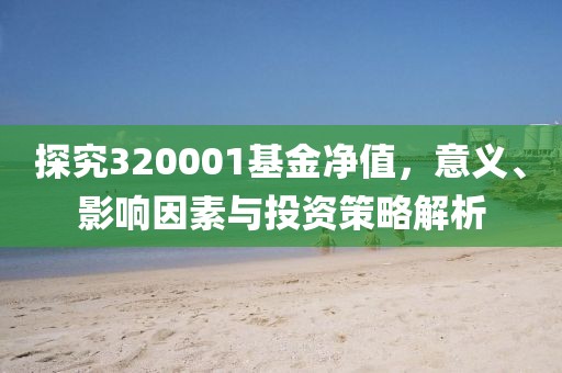 探究320001基金净值，意义、影响因素与投资策略解析