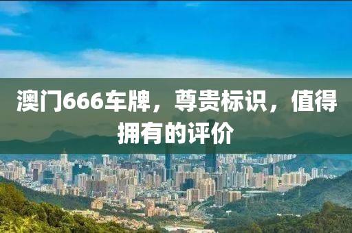 澳门666车牌，尊贵标识，值得拥有的评价