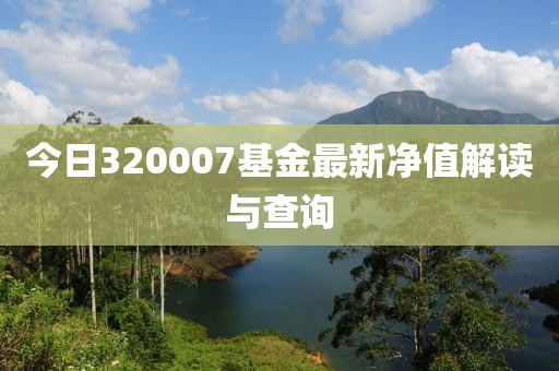 今日320007基金最新净值解读与查询