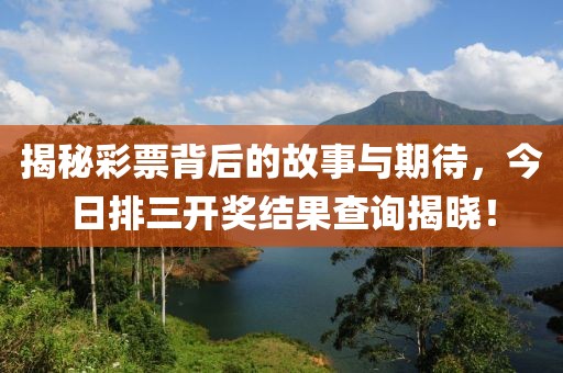 揭秘彩票背后的故事与期待，今日排三开奖结果查询揭晓！