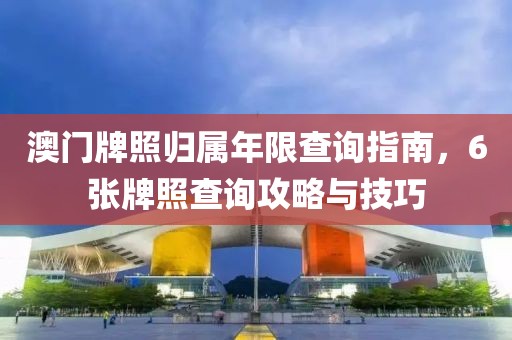 澳门牌照归属年限查询指南，6张牌照查询攻略与技巧